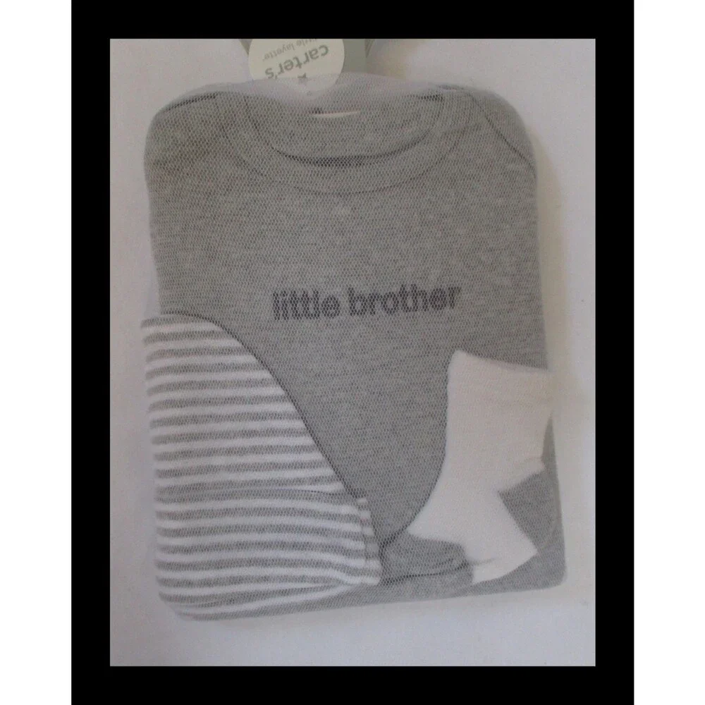Carter's 4 Pc Head to Toe Set Little Layette Little Brother 3m NEW